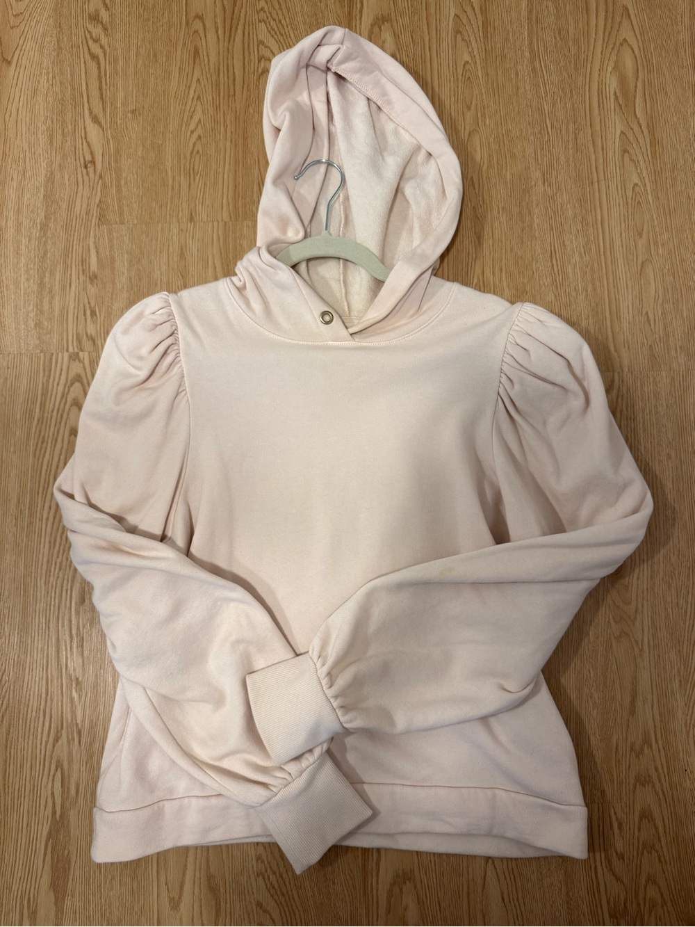 Nation LTD Light Blush Hooded Puff-Sleeve Sweatshirt